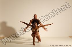 Underwear Gymnastic poses Woman - Man Black Muscular Dancing Dynamic poses Academic